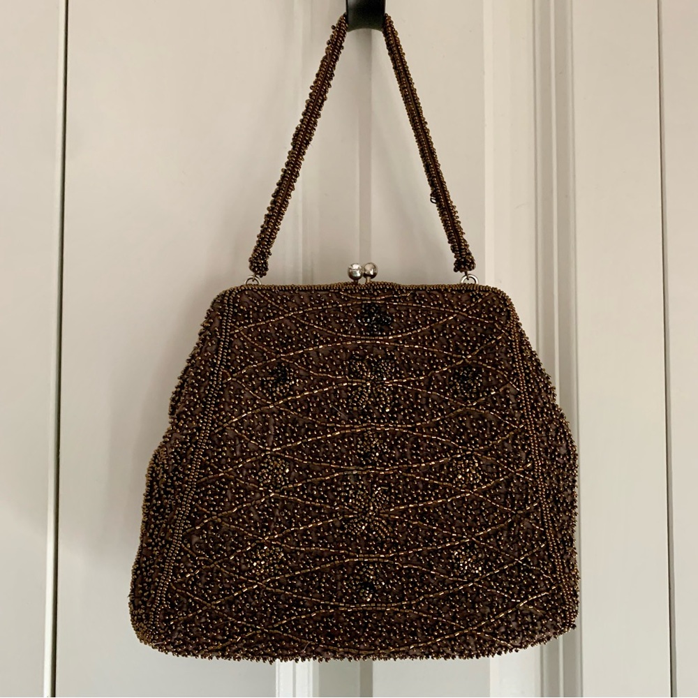 Bronze Beaded Vintage Purse